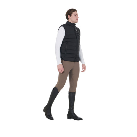 Equestro Men's Stretch Fabric Vest Silicone Patch #colour_black