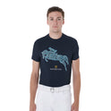Equestro Men's Slim Fit Jump Print Cotton T-Shirt #colour_blue