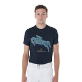 Equestro Men's Slim Fit Jump Print Cotton T-Shirt #colour_blue
