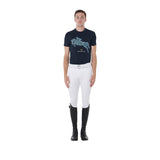 Equestro Men's Slim Fit Jump Print Cotton T-Shirt #colour_blue