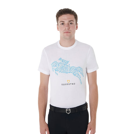Equestro Men's Slim Fit Jump Print Cotton T-Shirt #colour_white