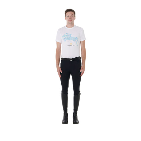 Equestro Men's Slim Fit Jump Print Cotton T-Shirt #colour_white