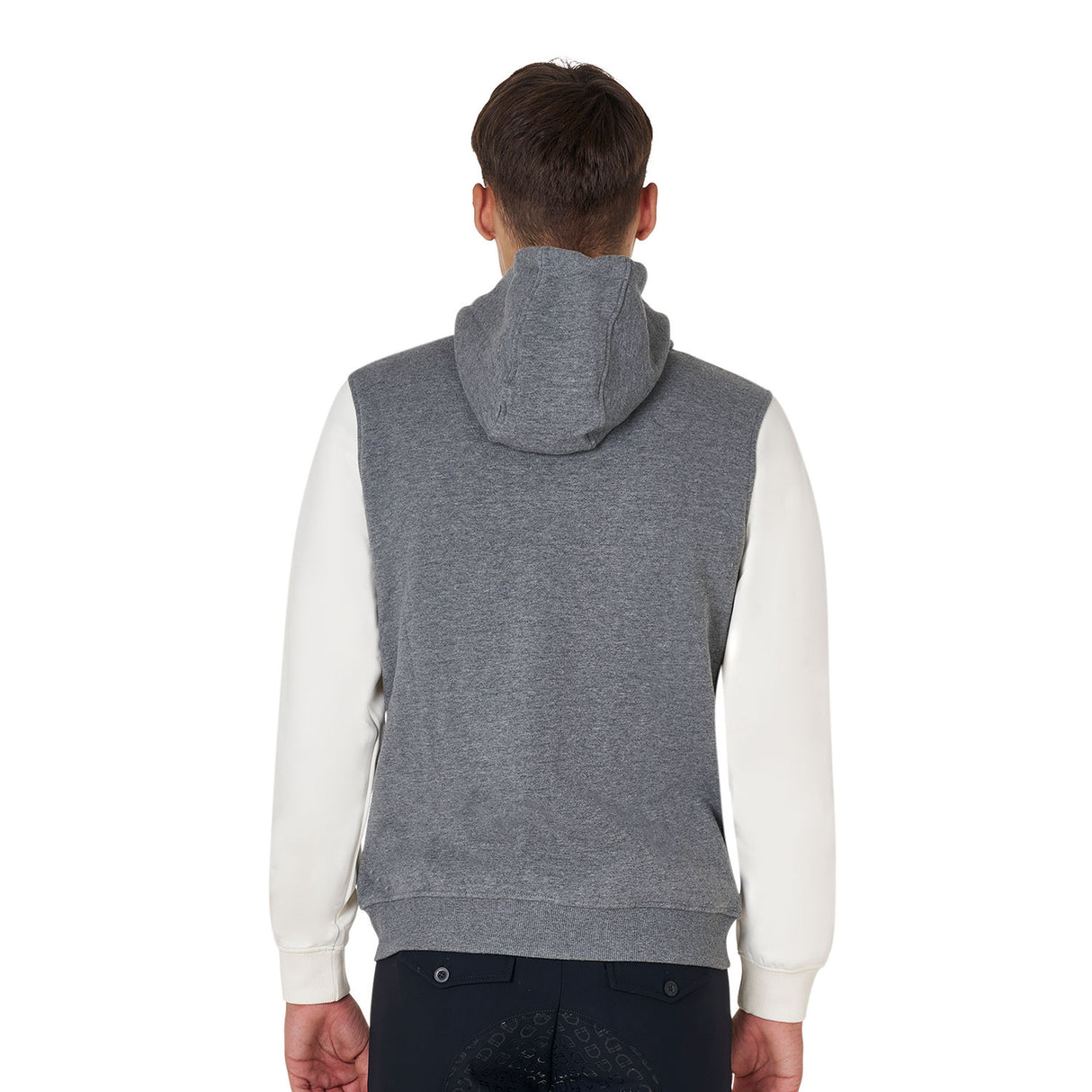 Men's institutional two-tone hoodie with front zip