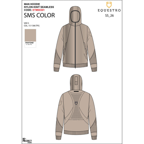 Men's technical sweatshirt with hood and micro-mesh inserts