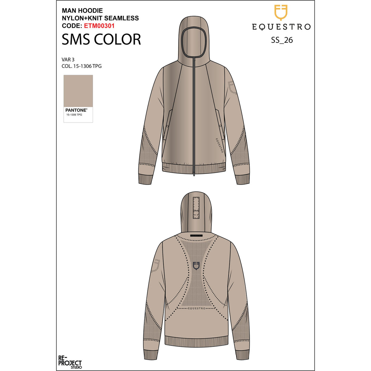 Men's technical sweatshirt with hood and micro-mesh inserts