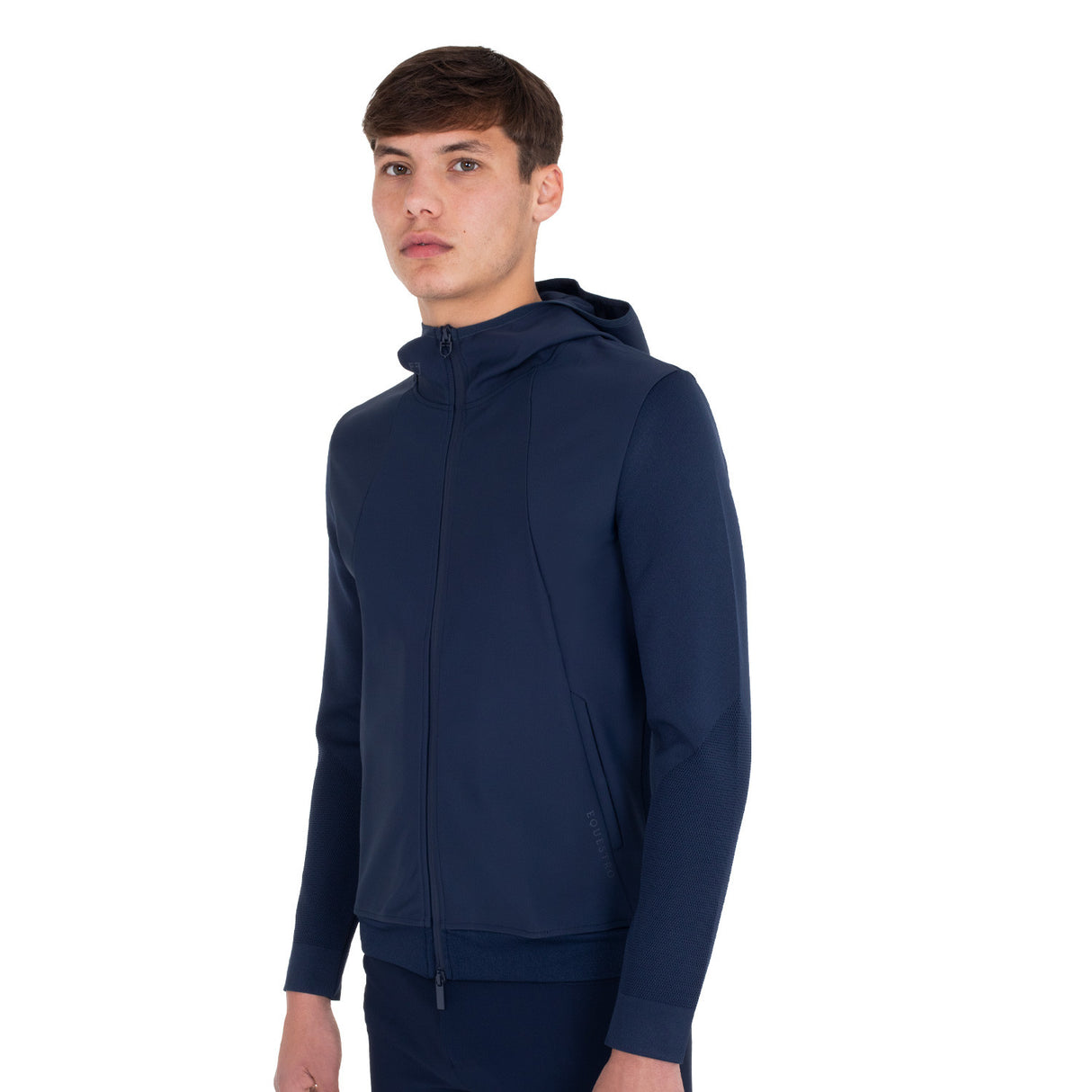 Men's technical sweatshirt with hood and micro-mesh inserts