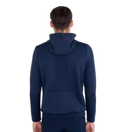 Men's technical sweatshirt with hood and micro-mesh inserts