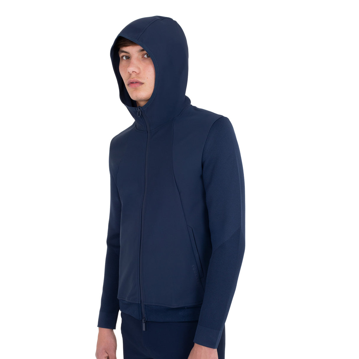 Men's technical sweatshirt with hood and micro-mesh inserts