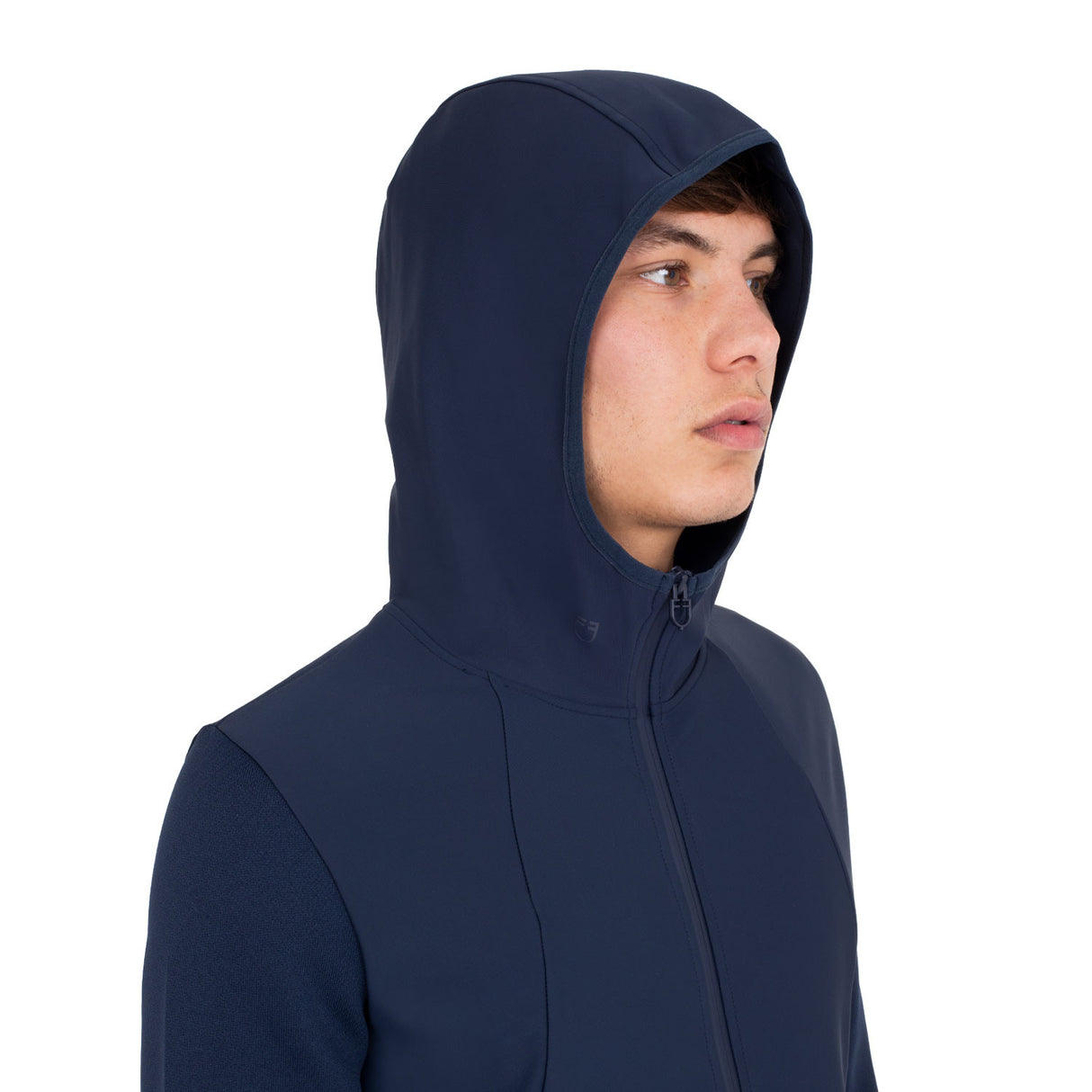 Men's technical sweatshirt with hood and micro-mesh inserts