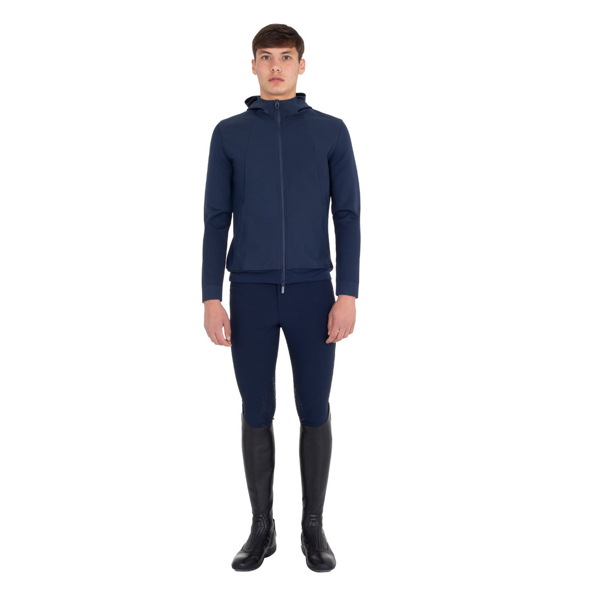 Men's technical sweatshirt with hood and micro-mesh inserts