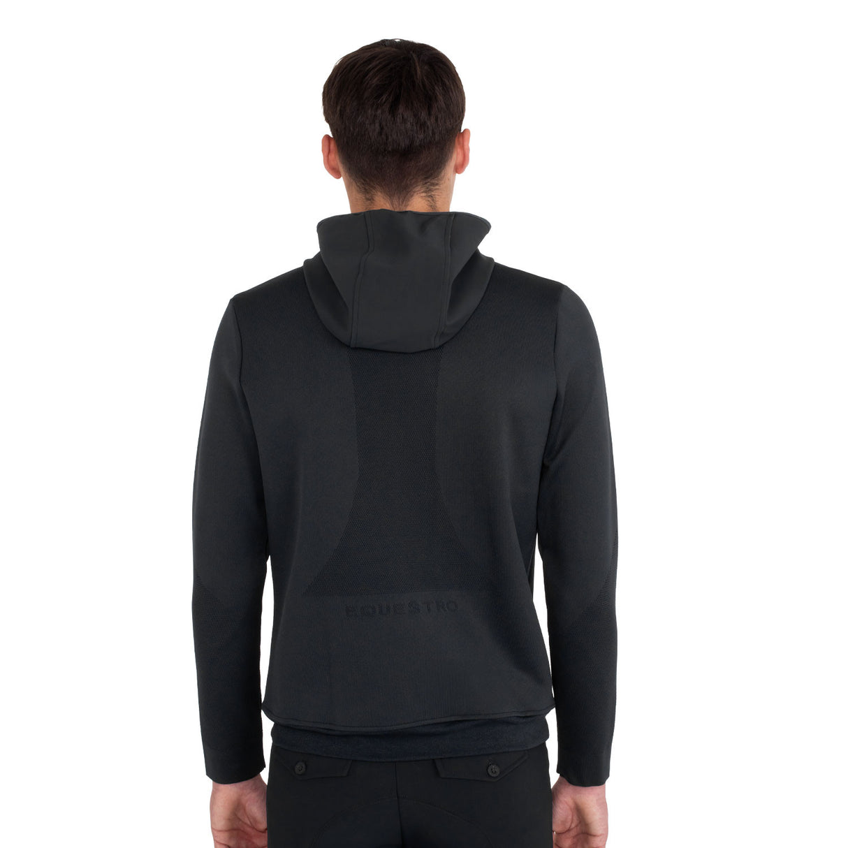 Men's technical sweatshirt with hood and micro-mesh inserts