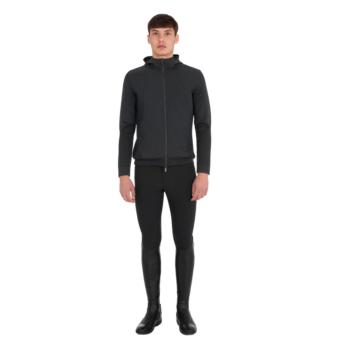 Men's technical sweatshirt with hood and micro-mesh inserts