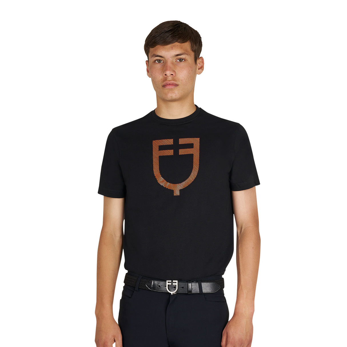 Men's basic T-shirt with glossy logo