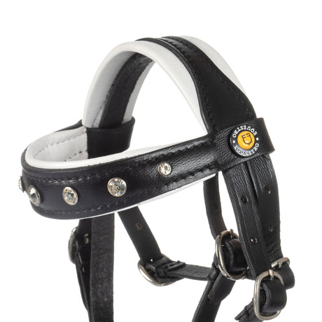 Leather bridle with rhinestones for toy horse