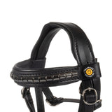Leather bridle for toy horse with silver clinchers