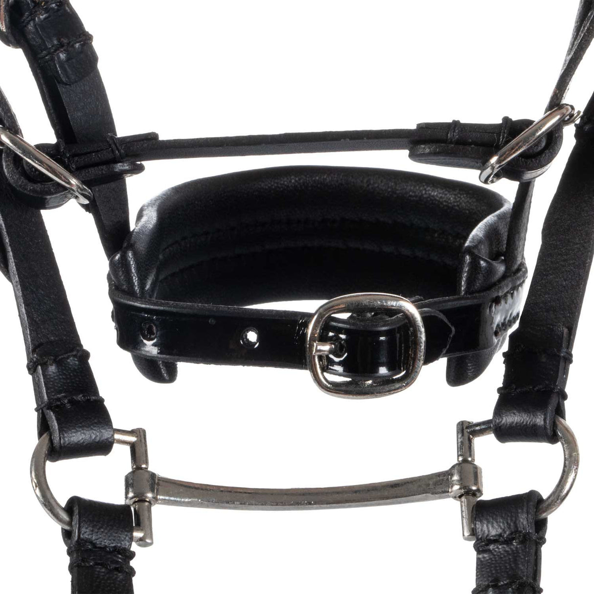 Leather bridle for toy horse with silver clinchers