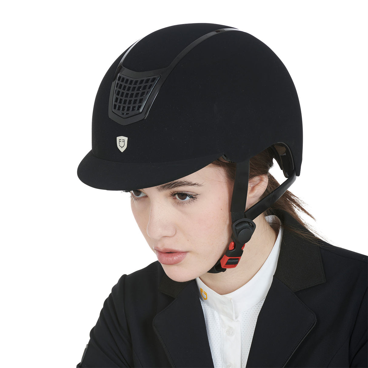 Helmet with colored velvet frame