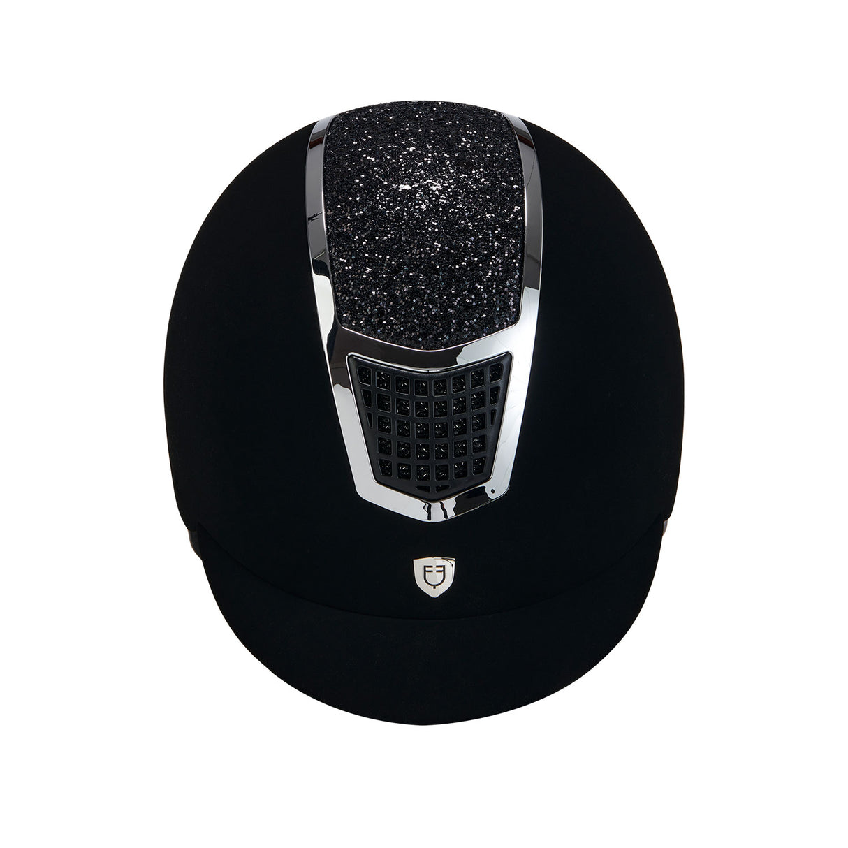 Equestro Ultra-Light Velvet Helmet With Rhinestones #colour_black/silver
