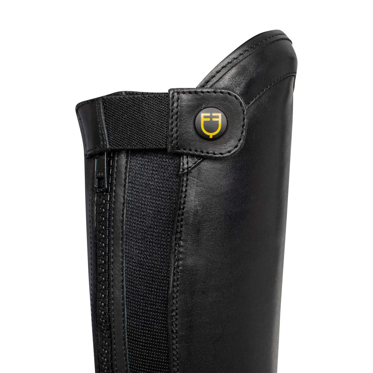 Equestro Unisex Chaps With Back Zip And Elastic Band #colour_black