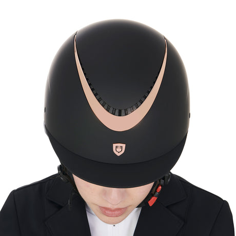 Equestro Unisex Helmet With Shiny Frame #colour_black-rose-gold
