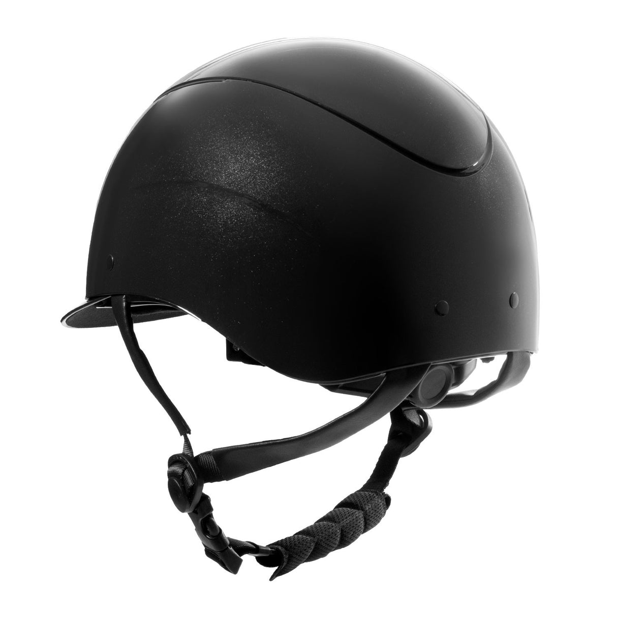 Glossy helmet with eco-leather strap and narrow visor homologation EN 1384-2023