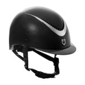 Glossy helmet with eco-leather strap and narrow visor homologation EN 1384-2023