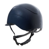 Glossy helmet with eco-leather strap and narrow visor homologation EN 1384-2023