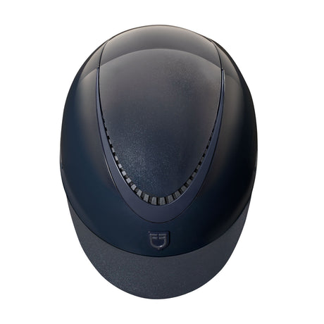 Glossy helmet with eco-leather strap and narrow visor homologation EN 1384-2023