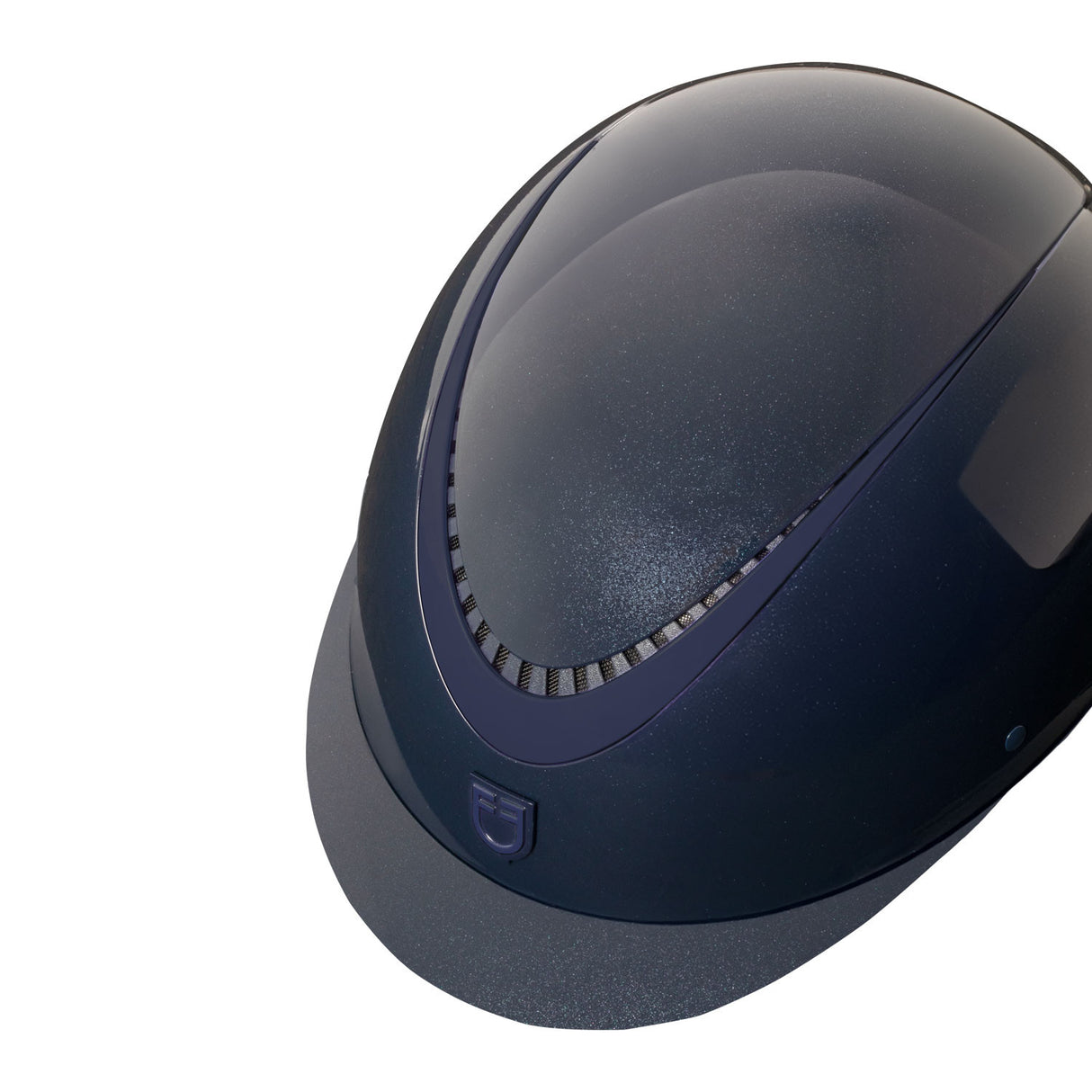 Glossy helmet with eco-leather strap and narrow visor homologation EN 1384-2023