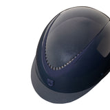 Glossy helmet with eco-leather strap and narrow visor homologation EN 1384-2023