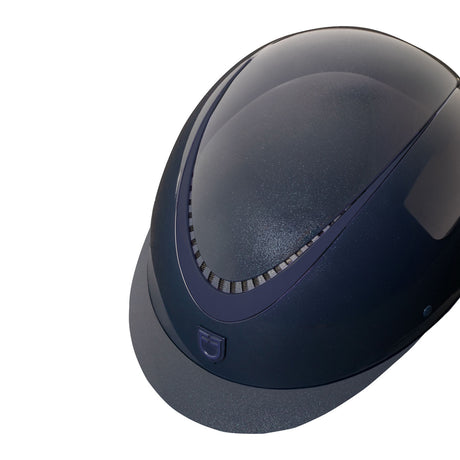 Glossy helmet with eco-leather strap and narrow visor homologation EN 1384-2023