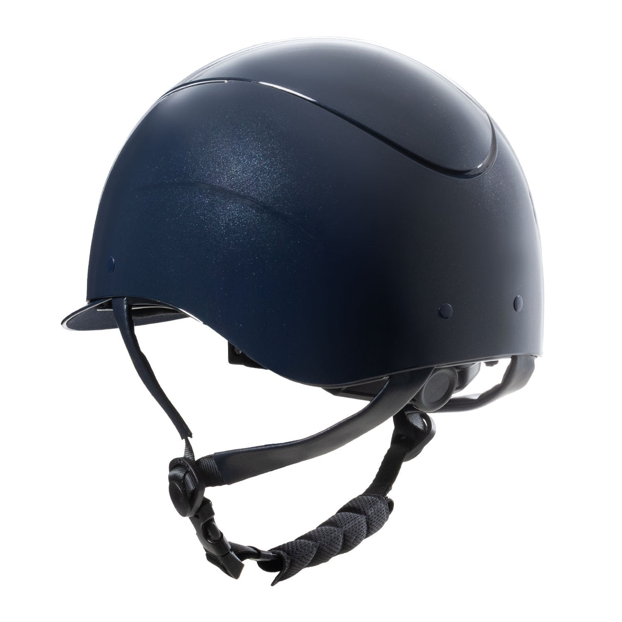 Glossy helmet with eco-leather strap and narrow visor homologation EN 1384-2023