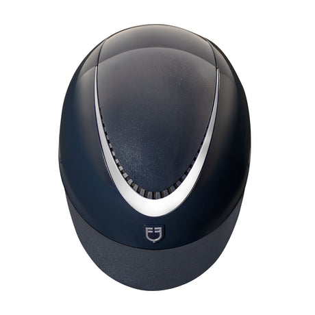 Glossy helmet with eco-leather strap and narrow visor homologation EN 1384-2023