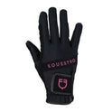 Equestro Gloves In Technical Fabric With Multicolor Logo #colour_black-pink