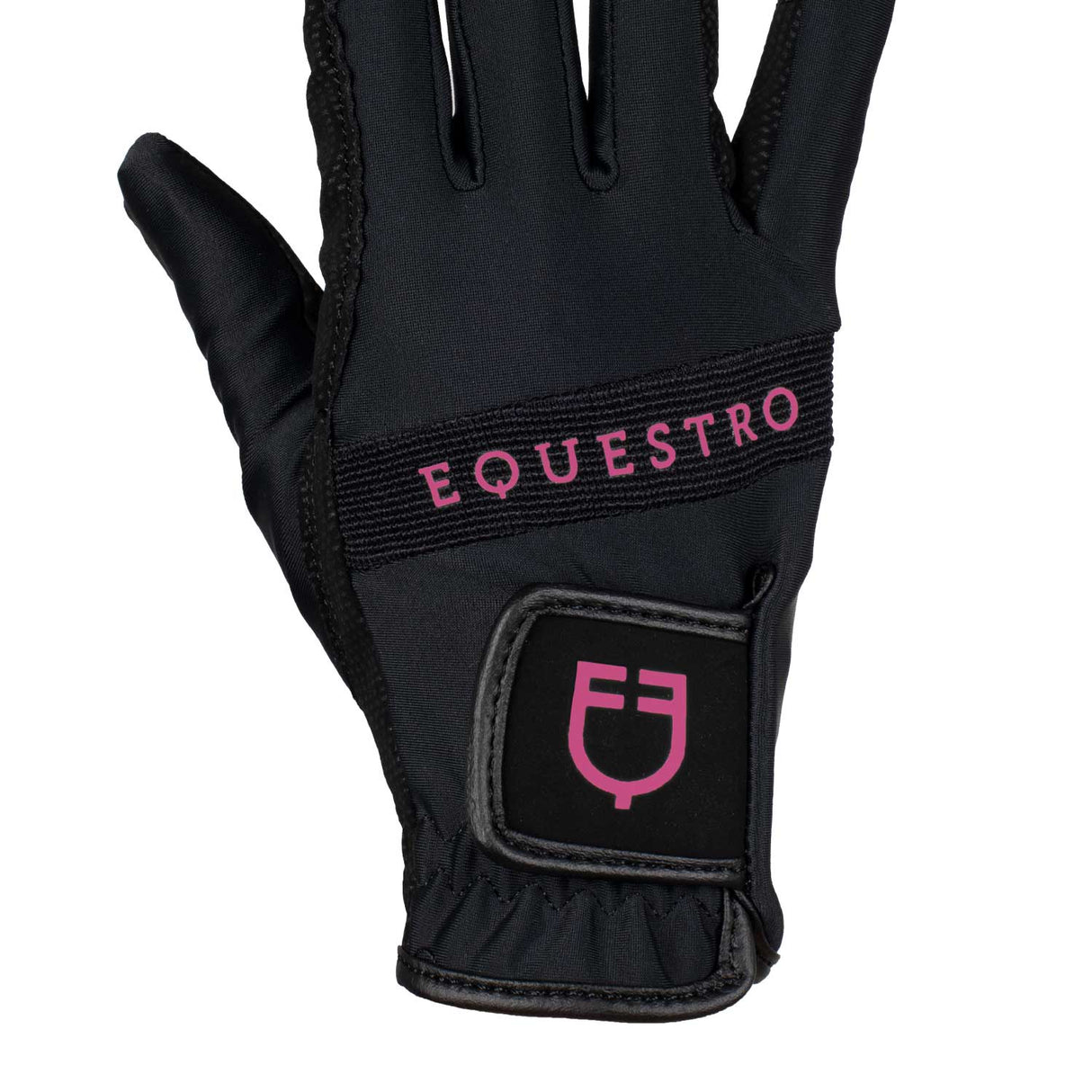 Equestro Gloves In Technical Fabric With Multicolor Logo #colour_black-pink