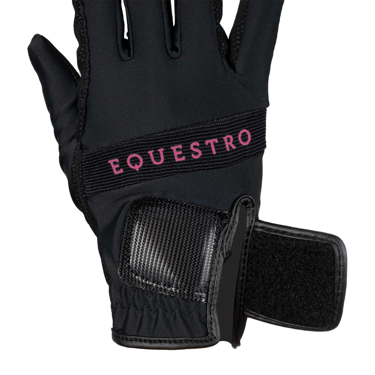 Equestro Gloves In Technical Fabric With Multicolor Logo #colour_black-pink