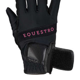 Equestro Gloves In Technical Fabric With Multicolor Logo #colour_black-pink