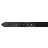 Elastic belt with black logoed buckle