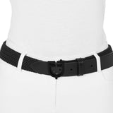Elastic belt with black logoed buckle