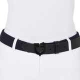 Elastic belt with black logoed buckle