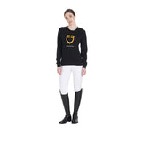 Equestro Women's Crewneck Sweatshirt With Central Logo #colour_black