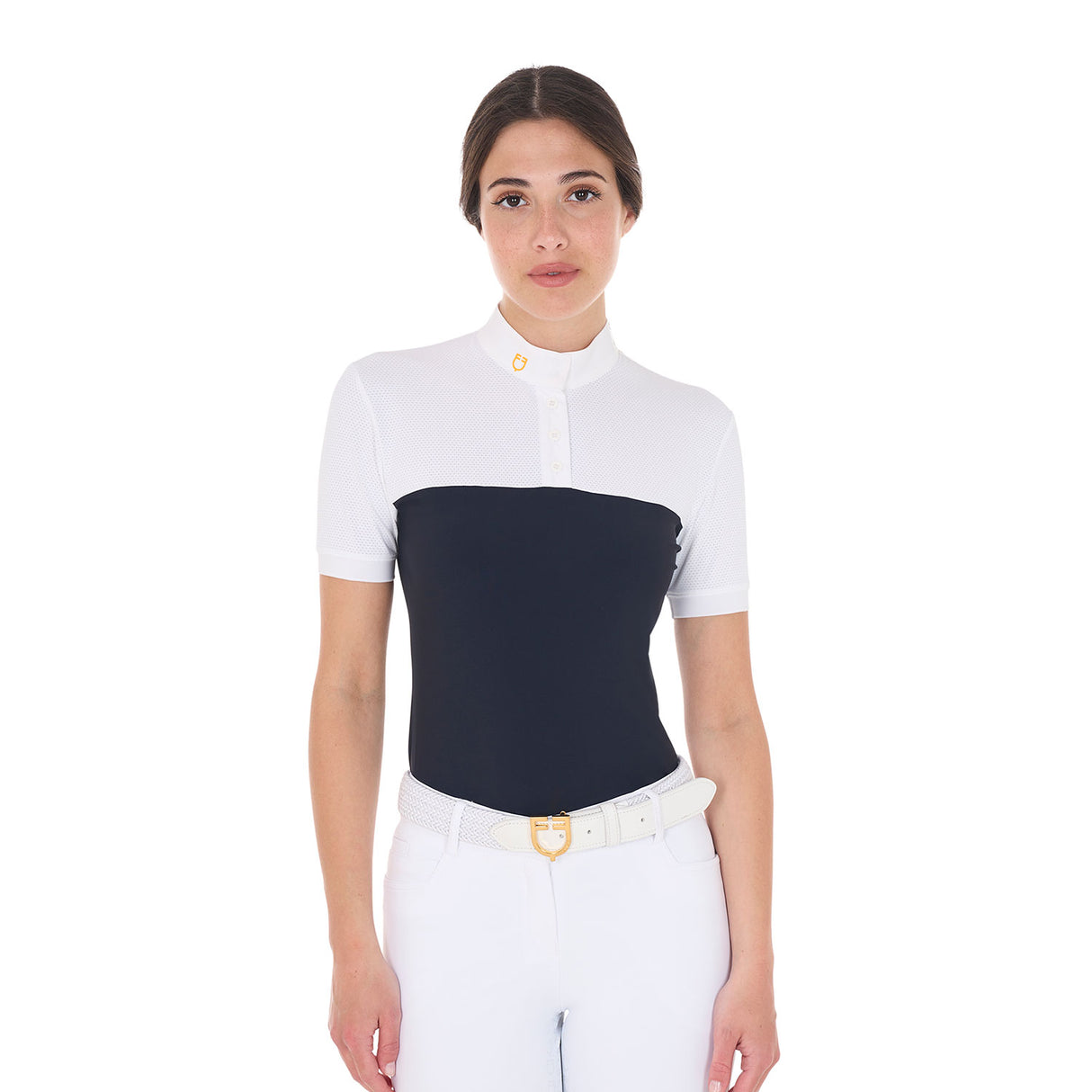 Equestro Women's Slim Fit Polo Shirt In Technical Fabric And Mesh