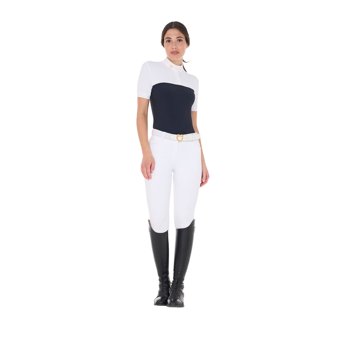 Equestro Women's Slim Fit Polo Shirt In Technical Fabric And Mesh