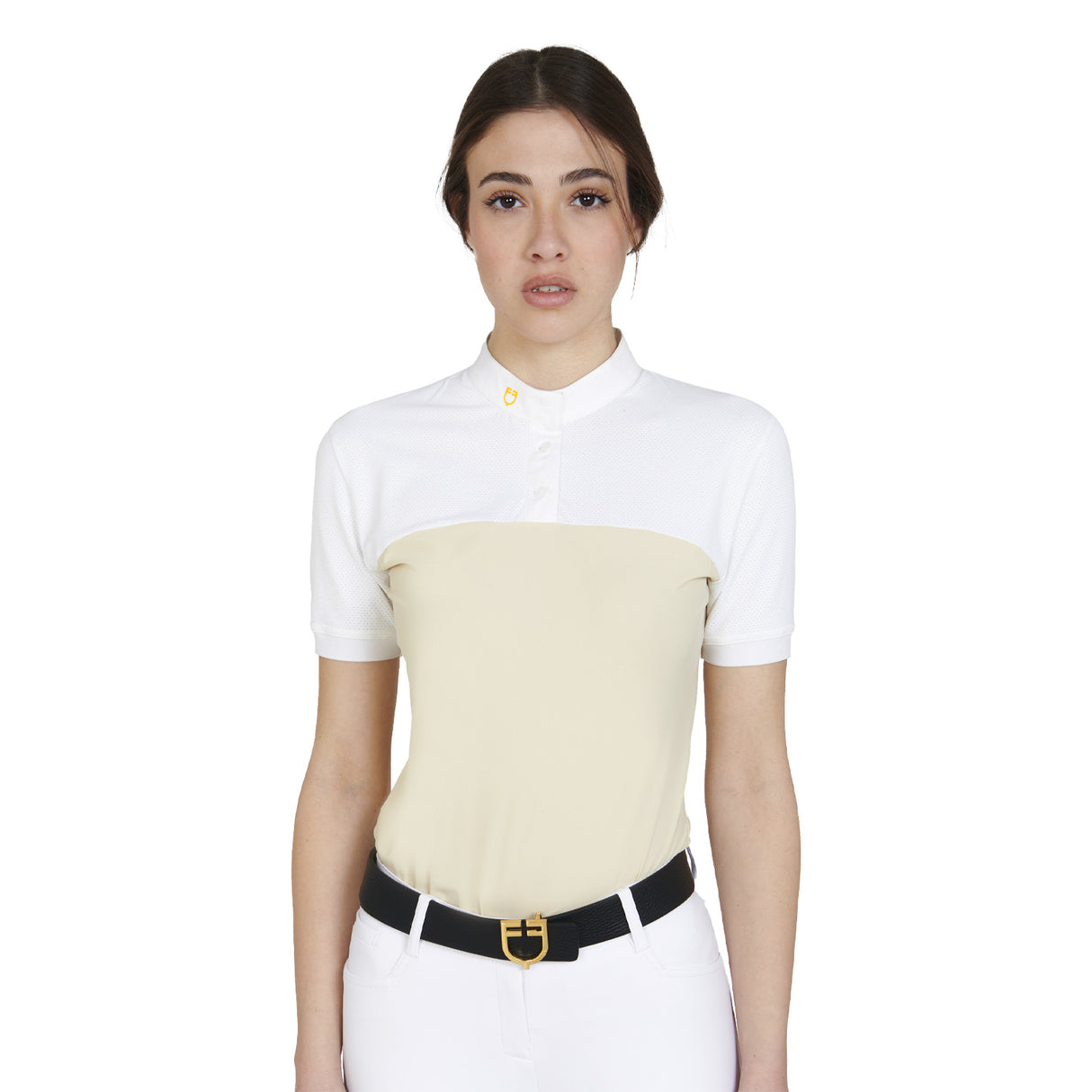 Equestro Women's Slim Fit Polo Shirt In Technical Fabric And Mesh