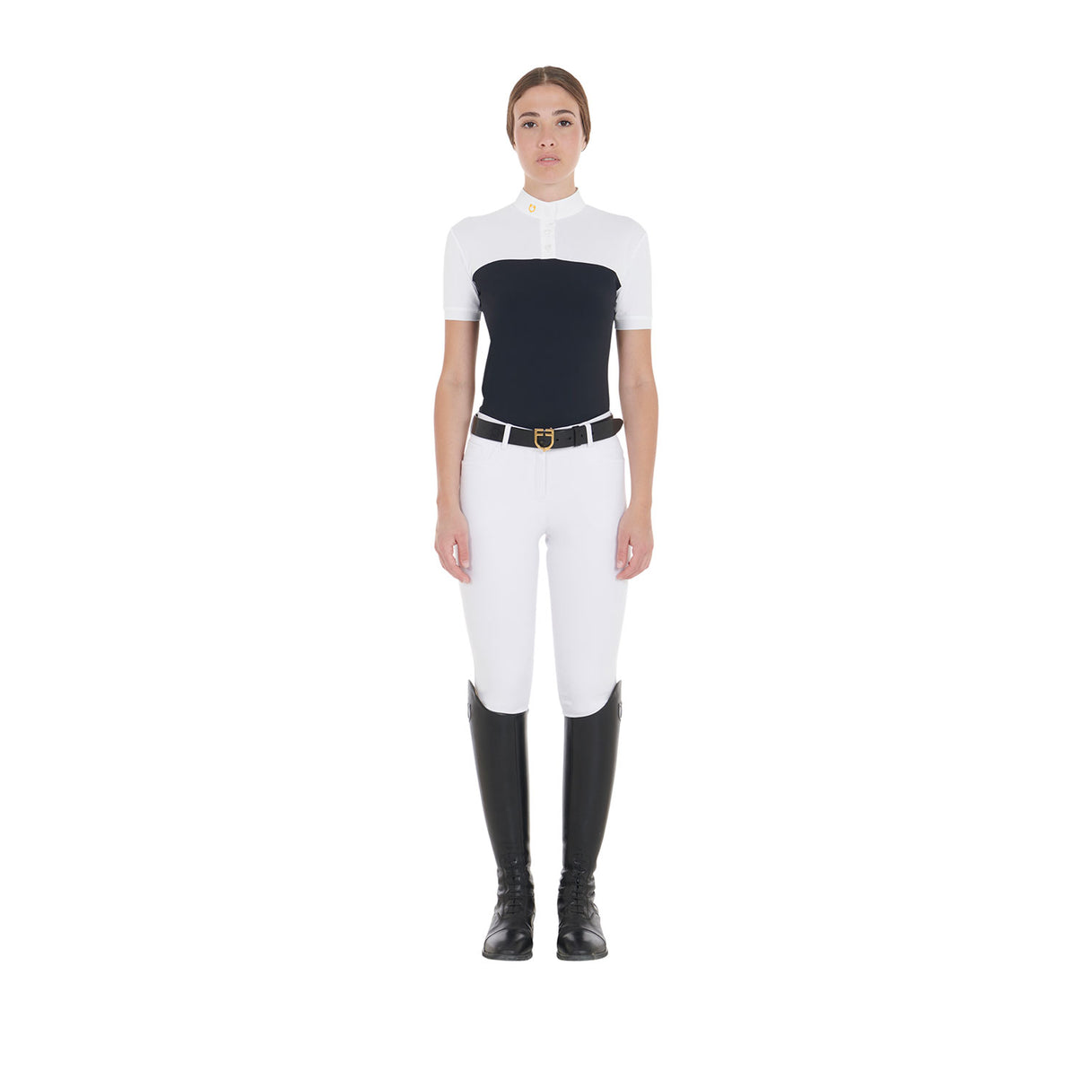 Equestro Women's Slim Fit Polo Shirt In Technical Fabric And Mesh
