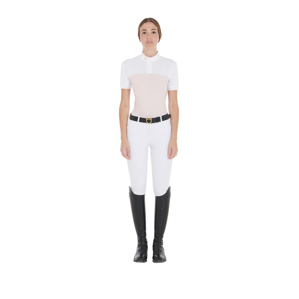 Equestro Women's Slim Fit Polo Shirt In Technical Fabric And Mesh