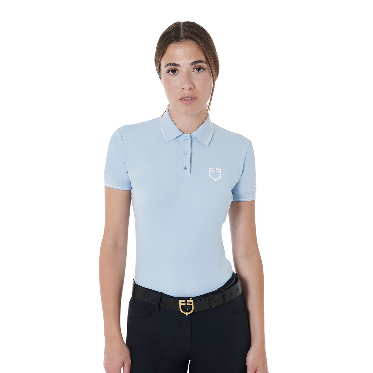 Equestro Women's Slim Fit Polo Shirt In Breathable Fabric