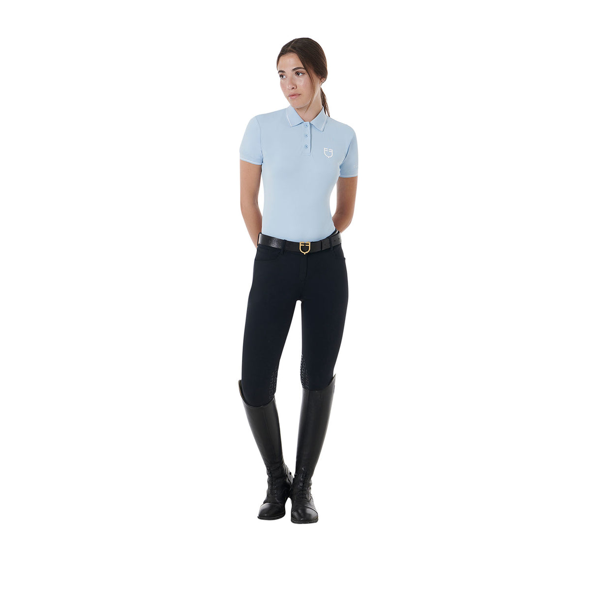Equestro Women's Slim Fit Polo Shirt In Breathable Fabric