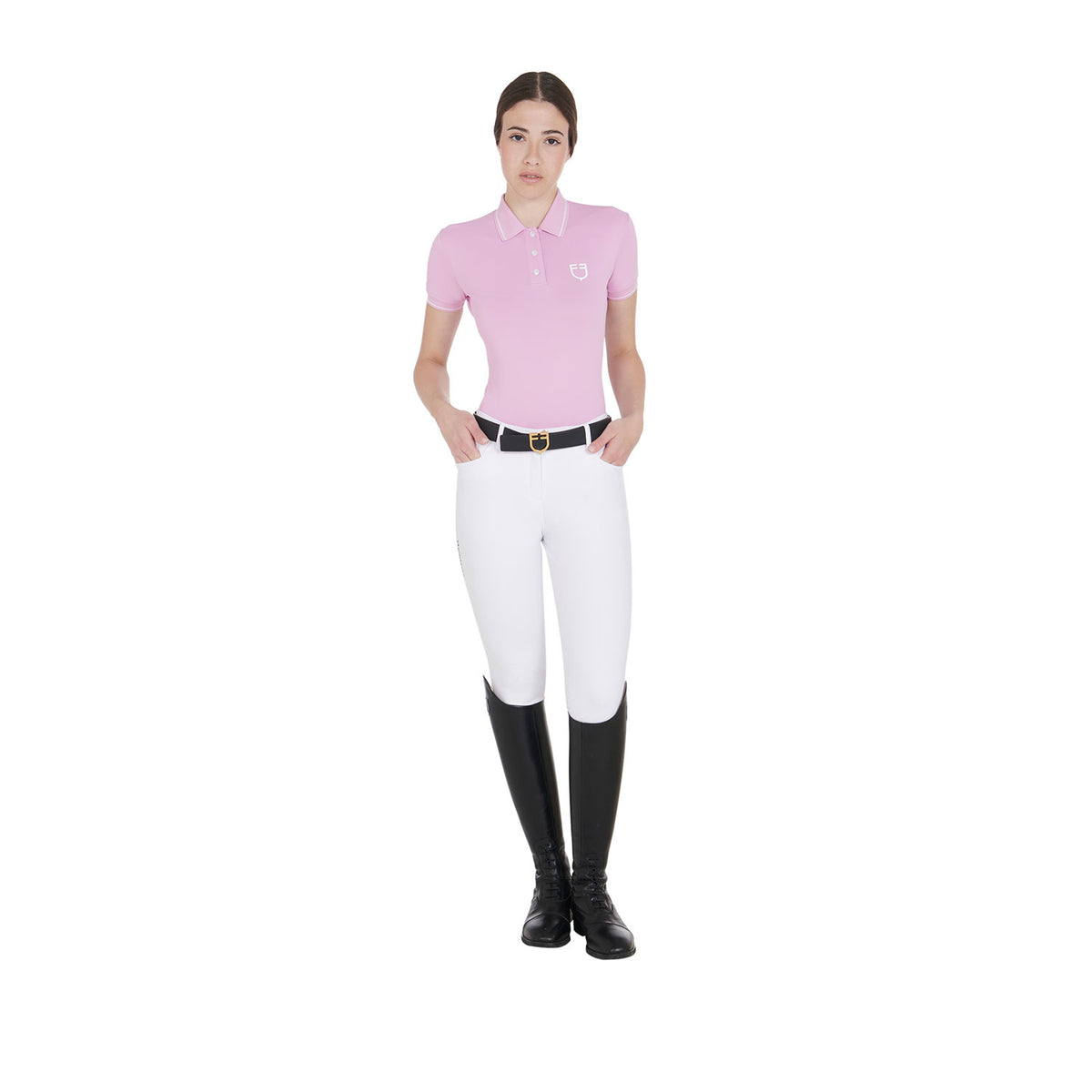 Equestro Women's Slim Fit Polo Shirt In Breathable Fabric
