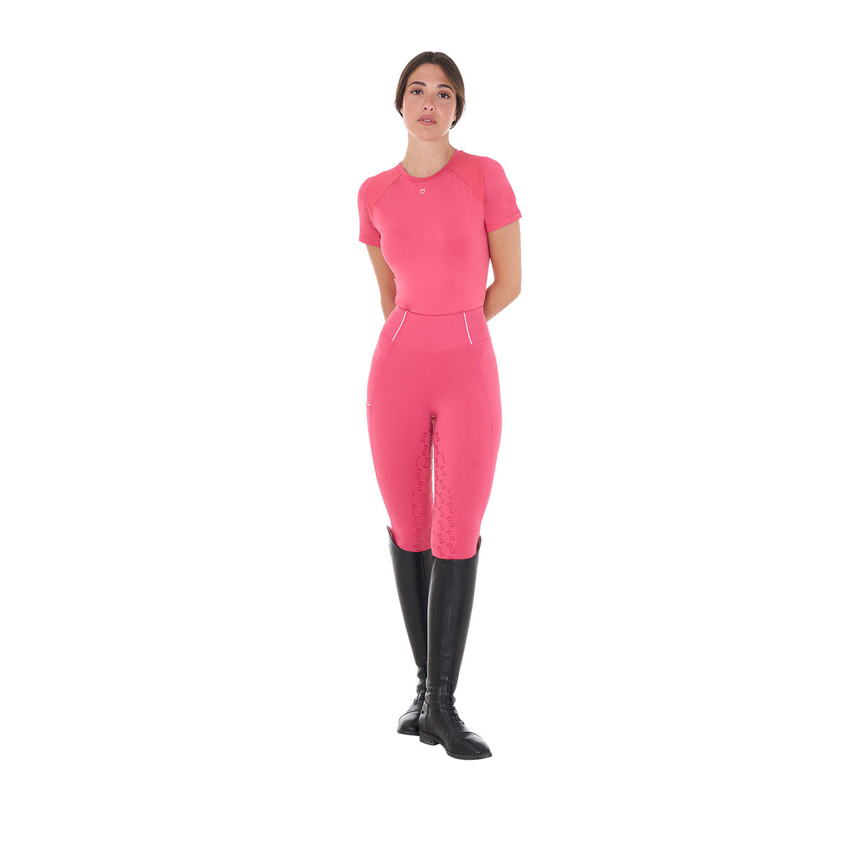 Equestro Women's Slim Fit Technical Training T-Shirt #colour_pink